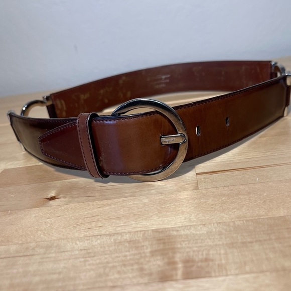 Vintage Salvatore Ferragamo Double Gancini Leather Belt Brown Silver Buckle main image 11